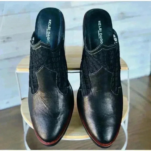 NEW Kelsi Dagger Brooklyn Women's Wolf Leather Block Heel Mule Size 9.5 - Picture 7 of 8